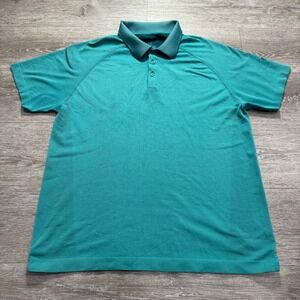 Fabletics Polo Shirt Mens XL Green Blue Short Sleeve Performance‎ Golf Preppy